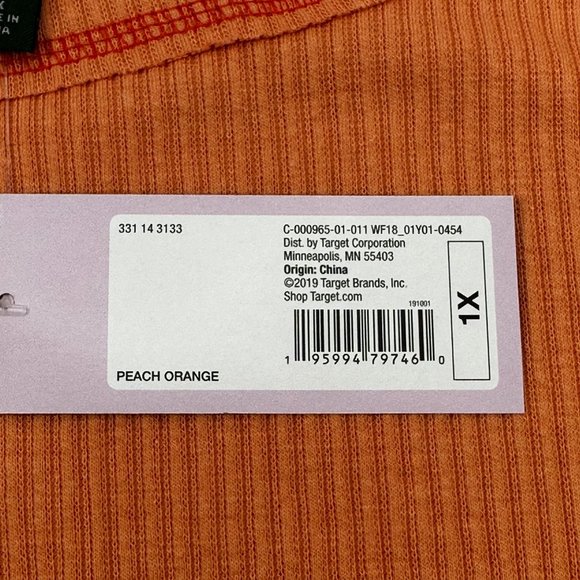 Wild Fable Women's Size 1X Long Sleeve Slim Fit Baby Ribbed Tee Shirt Peach New - Picture 4 of 13